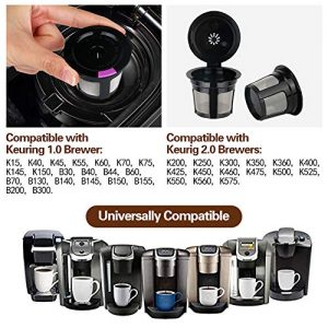Reusable K Cups, Refillable Coffee Filters for Keurig 2.0 and 1.0 and MINI PLUS Series Machines, Universal Reusable Coffee Pods, Coffee Scoop Funnel, Stainless Steel Filter (Pack of 5)