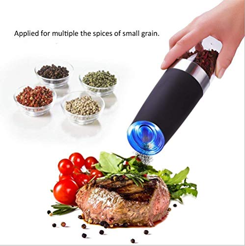 Fshopping electric salt and pepper grinder Gravity induction starting with adjustable coarseness battery power supply blue led light one-hand operation