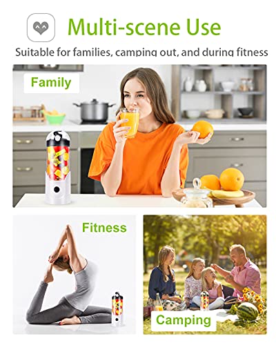 2021 Upgrade Portable Blender,Battery Can Be Removed, Rechargeable Mini Personal Size Blender, Double Pass 380ml Cup, Fruit Juicer Milk Food Mixer for Family Baby Travel Fitness Outdoor