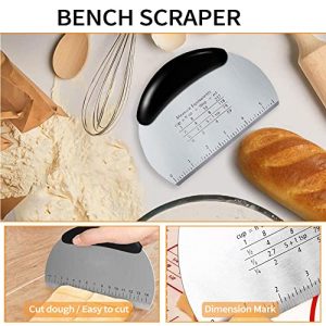 Tezam Baking Tools Cookie Cutters Dough Scraper -- 8 Pieces Cookie Tools Set, Kitchen Cake Large Bench Scraper Metal, Baking Dough Tools Include Biscuit Cutters, Pastry Blender Cutter