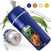 GREECHO Portable Blender, One-handed Drinking Mini Blender for Shakes and Smoothies, 12 oz Personal Blender with Rechargeable USB, Made with BPA-Free Material Portable Juicer, Persian Blue