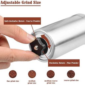 Manual Coffee Grinder with Adjustable Setting - Conical Burr Mill & Brushed Stainless Steel - Burr Coffee Grinder for Aeropress, Drip Coffee,