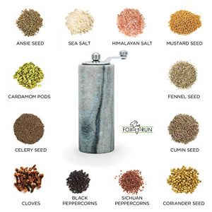 Fox Run Marble Pepper, Sea Salt and Spice Grinder Mill, 5 Inches, White (Natural color and swirls may vary)