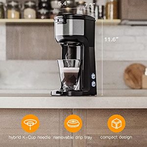 Single Serve Coffee Maker Brewer for K-Cup Pod & Ground Coffee Thermal Drip Instant Coffee Machine with Self Cleaning Function, Brew Strength Control