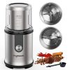Ingeware Upgrade Coffee Grinder Electric, Spice Grinder, Coffee Bean Grinder, Grinder for Herbs and Seeds with 2 Removable Stainless Steel Bowls - 12 Cups Capacity, Silver