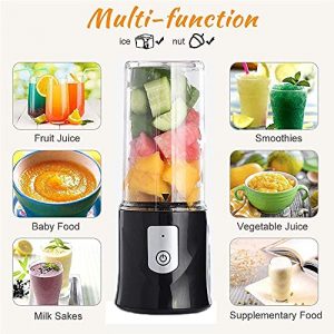 Toycol Portable Blender Personal Size Blender Bottles for Shakes and Smoothies with 2*320ml Bottles USB Rechargeable Mini Fruits Juicer Cup BPA Free Wireless 6 Blades Strong Power Ice Mixer Gift Package 10.8 OZ (Black)