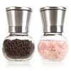 Ergonomic Premium Stainless Steel Salt and Pepper Grinder Set - The Original Glass Round Pepper Mill & Salt Mill, Adjustable Ceramic Rotor, By Simple Kitchen Products