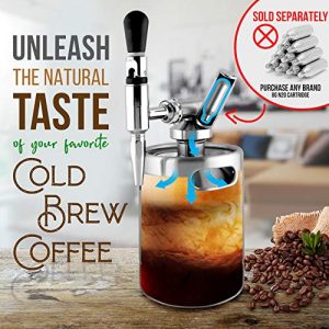 Nitro Cold Brew Coffee Maker - Home Brew Coffee Keg, Nitrogen Coffee Machine Dispenser System w/ Pressure Relieving Valve Kit & Stout Creamer Faucet, Stainless steel - NutriChef NCNTROCB10