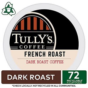 Tully's Coffee French Roast, Single-Serve Keurig K-Cup Pods, Dark Roast Coffee, 72 Count