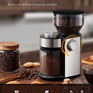 Burr Coffee Grinder Electric with 16 Precise Grind Settings, Stainless Steel