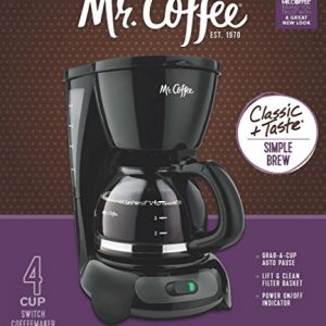 Mr. Coffee 4-Cup Switch Coffee Maker, Black