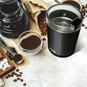 Kaffe Electric Coffee Grinder - 14 Cup (3.5oz) with Cleaning Brush. Easy On/Off. Perfect for Coffee, Spices, Nuts, Herbs, Corn! (Black)