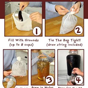 Cold Brew Coffee Filters -Single Use Filter Sock Packs, Disposable, Fine Mesh Brewing Bags for Concentrate, Iced Coffee Maker, French/Cold Press Kit, Tea in Mason Jar or (30 Pack - Commercial Size)