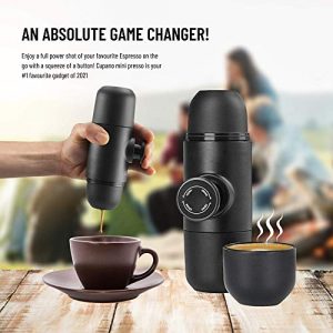 Cupano Portable Espresso Machine and Coffee Maker, Manually Operated, Handheld Size, Nanopresso Mini Travel Coffee Machine, Great for Camping, Hiking and Office, Black