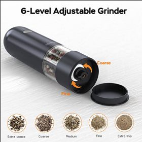 TOMEEM Electric Salt & Pepper Grinder Set (2 pcs) with 6-Level ...