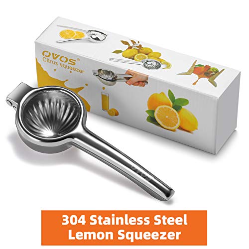 OVOS Lemon Squeezer Stainless Steel 304 Manual Citrus Juicer Premium Solid Heavy Duty Hand Press for Juicing Oranges, Pomegranate, Lemons & Limes(Large)