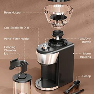 Burr Coffee Grinder, Stainless Steel Coffee Grinder Electric with 35 Grind Settings for 2-12 Cups, Conical Burr Mill Coffee Bean Grinder for Espresso, Drip Coffee, Pour Over & French Press Coffee