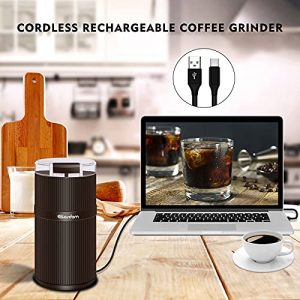 GARDOM Cordless Coffee Grinder Electric: Portable Quiet Battery Operated Small Coffee Bean Spice Grinder USB Rechargeable Mill Machine for Coarse Espresso French Press Nut Herb Tea