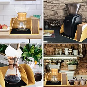 Coffee Organizer Stand,Organizer for Chemex Coffee Maker with Black Silicone Mat,Designed for Baratza Encore Burr Grinders, Chemex Coffee Makers & Chemex Filters