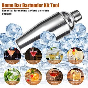 Esmula Bartender Kit with Stylish Bamboo Stand, 12 Piece 25oz Cocktail Shaker Set for Mixed Drink, Professional Stainless Steel Bar Tool Set - Cocktail Recipes Booklet