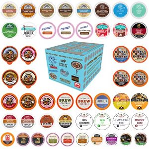 Variety Pack of Coffee, Tea, and Hot Chocolate - Great Sampler of Coffee, Tea, and Hot Cocoa for Keurig K Cups Machines - Great Gift for Coffee Lovers, Huge 50 Pack of Pods - No Duplicates