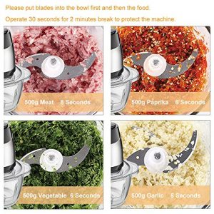 Electric Food Chopper, 5-Cup Food Processor by Homeleader, 1.2L Glass Bowl Grinder for Meat, Vegetables, Fruits and Nuts, Stainless Steel Motor Unit and 4 Sharp Blades, 300W