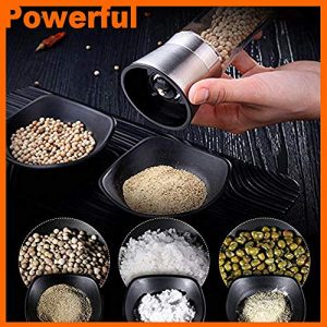 Salt and Pepper Shakers Grinders Refillable Stainless Steel,Adjustable Coarseness Mills Glass Material to Refill Sea Salt,Small Peppercorn,Black Pepper,Fits in Home,Kitchen(single package)