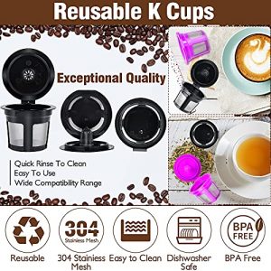 Reusable K Cups, 5-pack Purple Refillable Coffee Filters for Keurig 2.0 and 1.0 and MINI PLUS Series Machines with Stainless Steel Scoop, Universal Reusable Coffee Pods, Coffee Scoop Funnel
