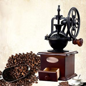 Vintage Style Manual Hand Coffee Bean Grinder Mill, Cast Iron Hand Crank, Ceramic Core, Adjustable Grinder, Make Fresh Coffee For Coffee Enthusiasts By UnderReef (Dark Brow)