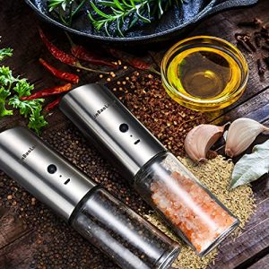 【2022 Newest】 USB Rechargeable Electric Salt and Pepper Grinder XinBaoLong Gravity Salt and Pepper Grinder set , Adjustable Coarseness,Stainless Steel,Refillable Electric Pepper Mill