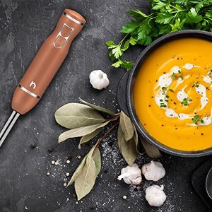 New House Kitchen Immersion Hand Blender 2 Speed Stick Mixer with Stainless Steel Shaft & Blade, 300 Watts Easily Food, Mixes Sauces, Purees Soups, Smoothies, and Dips, Copper (NH19-RBR-S-COPPER)