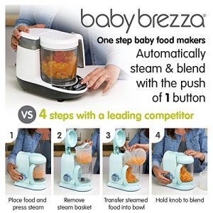 Baby Brezza Small Baby Food Maker Set – Cooker and Blender in One to Steam and Puree Baby Food for Pouches - Make Organic Food for Infants and Toddlers - Includes 3 Pouches and 3 Funnels