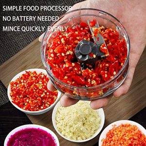 Mini Manual Food Chopper, An Extra Blade Durable Handheld Choppers and Dicers, Multifunction Food Processor, Fits for Chopping Vegetables/Fruits/Onions/Garlics/Salad/Coleslaw/Puree/Nuts(White)
