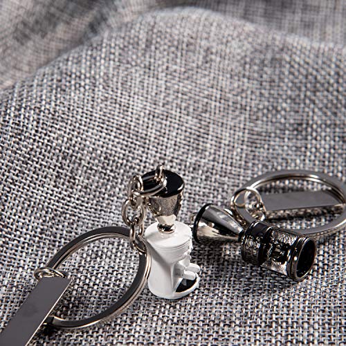 Keychain Set, black and white commercial coffee grinder Key Chain Coffee Series Luxury Keychains lovers Couples Keychains Key Ring for Men, Women, Especially for Barista and Coffee Lover (2 Pack)