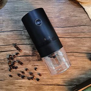 Vinsona World Portable Electric Coffee Grinder Makes 4 Cups Expresso Grinds Coarse, Medium Fine, and Extra Fine Coffee Powder, USB Rechargeable - Black