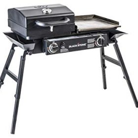 Blackstone Tailgater Stainless Steel 2 Burner Portable Gas Grill and Griddle Combo Total 35
