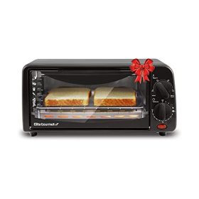 Elite Gourmet ETO236 Personal 2 Slice Countertop Toaster Oven with 15 Minute Timer Includes Pan and Wire Rack